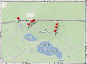Locations of photos I took at the Denver Zoo