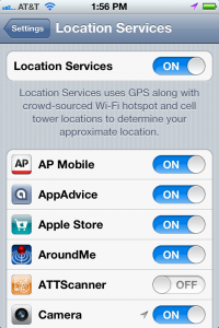 Location Services settings